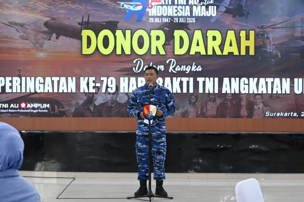 Komandan Lanud Adi Soemarmo, Marsma TNI Henri Ahmad Badawi, S.M., M.M., M.Han. memberikan sambutan kegiatan